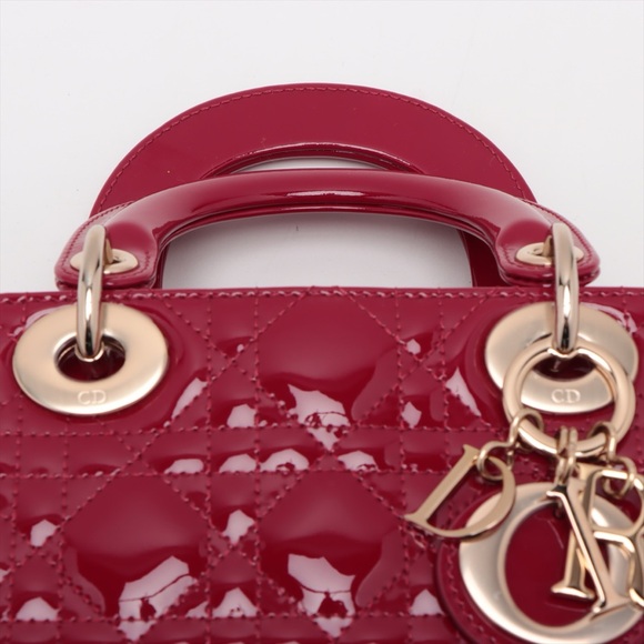Christian Dior Lady Dior Mini Patent Red - Picture 7 of 9